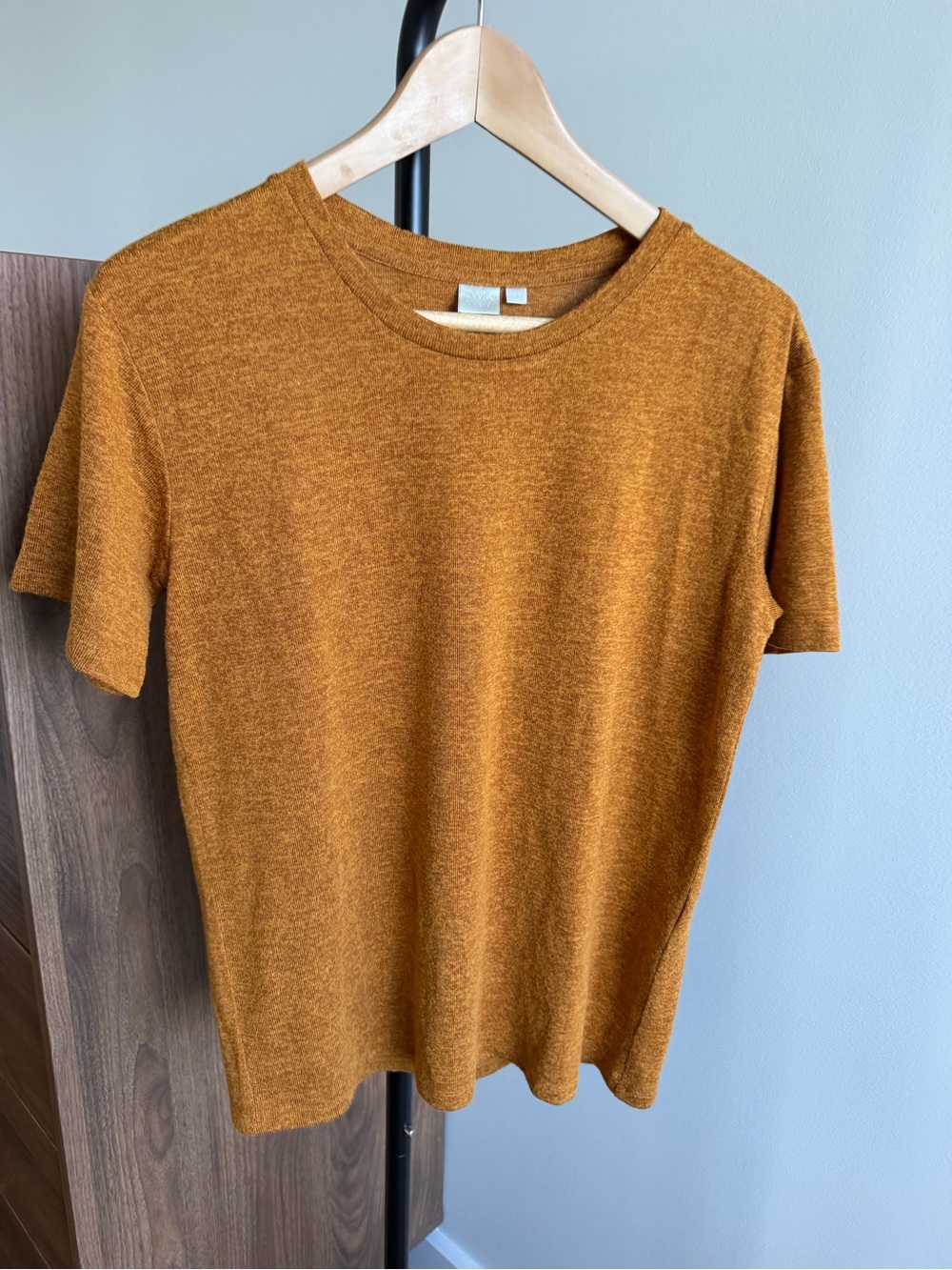 Twik Mustard Gold Knit Short-Sleeve Oversized T-Shirt Size S